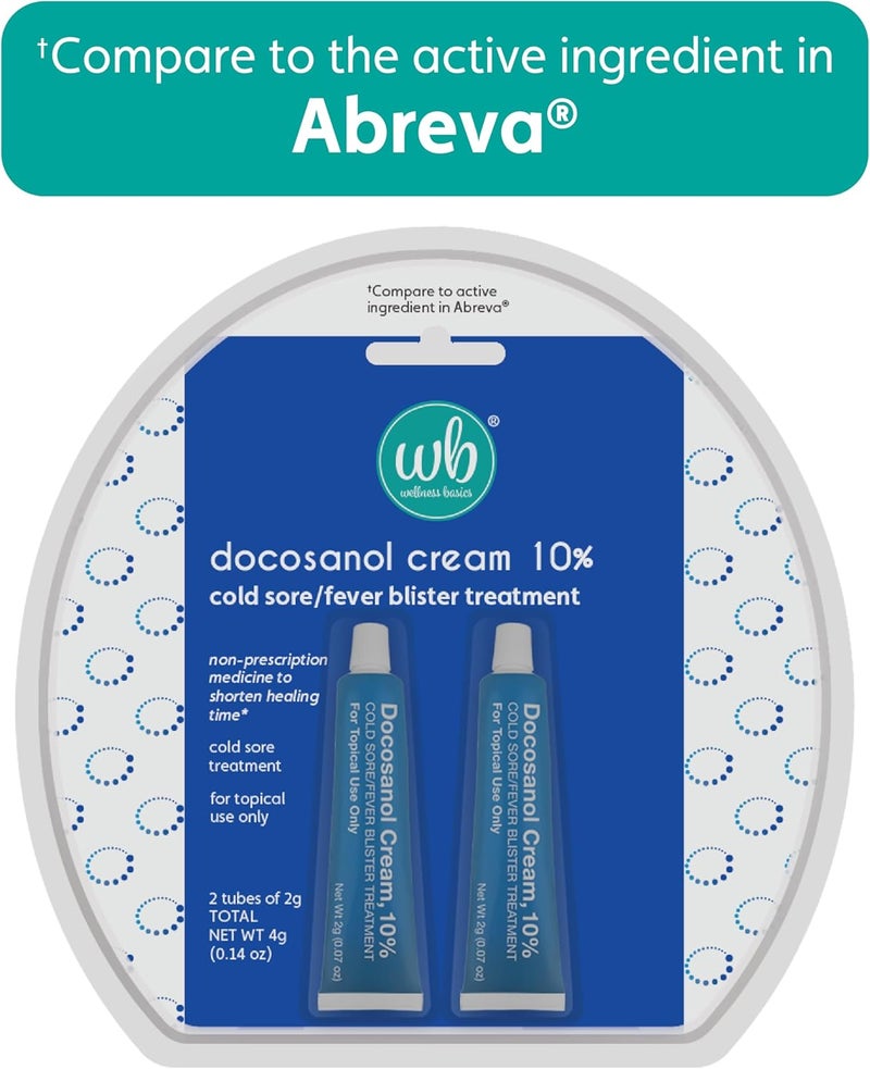 wellness basics Docosanol Cream 10% | Cold Sore Treatment | Shortens Healing Time | 0.07 oz - 2 Tubes - Image 5